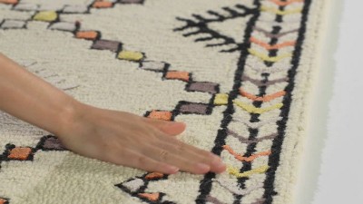 Ivory and Multi Wool Viscose Handmade Square Area Rug