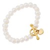Steeltime Ladies freshewater pearl and stainless steel heart charm stretch bracelet. Color Options: Silver, Gold - 2 of 4