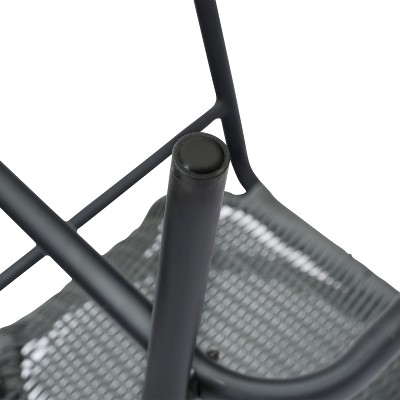Gray Rattan and Black Aluminum Indoor-Outdoor Barstools with Arms, Set of 2