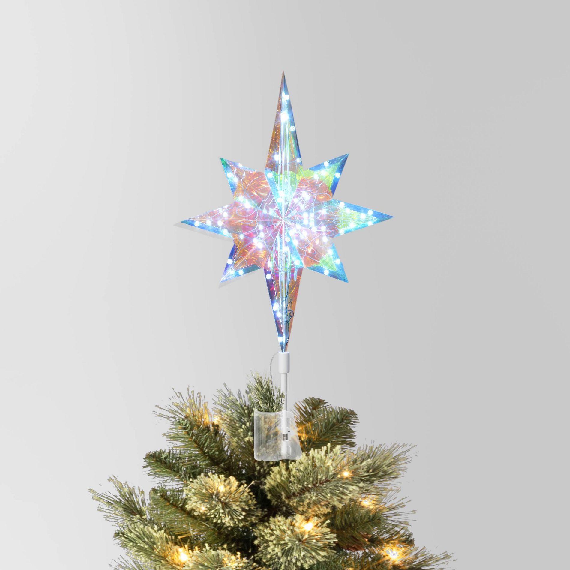 Christmas Lit Plastic Multicolor 8 Point Star Tree Topper - Wondershop™