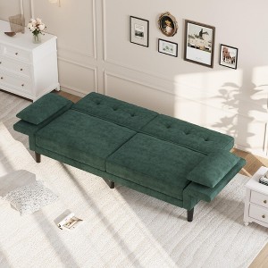 89" Futon Sofa Bed, Convertible Sleeper Sofa with Adjustable Backrest & Armrest, Modern Loveseat Sleeper - 1 of 4