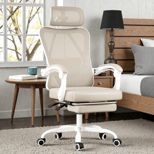 Mshliw Ergonomic Mesh Office Chair with Footrest, Adjustable Headrest & Lumbar Support, High-Back Reclining Computer Desk Chair for Home Office - 1 of 4