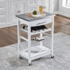FONTOI Mobile Kitchen Island with Underneath Drawer, Rolling Trolley Serving Cart Slide-Out Wire Storage Basket, White, 15.75"*33.55"*22.76" - 4 of 4