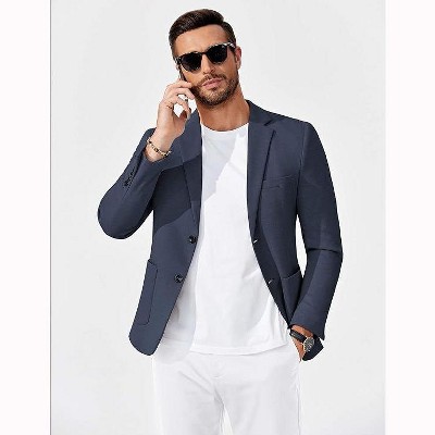 COOFANDY Men's Casual Knit Blazer Slim Fit Lightweight Sport Coat Suit Jacket Navy Blue S — фото 5