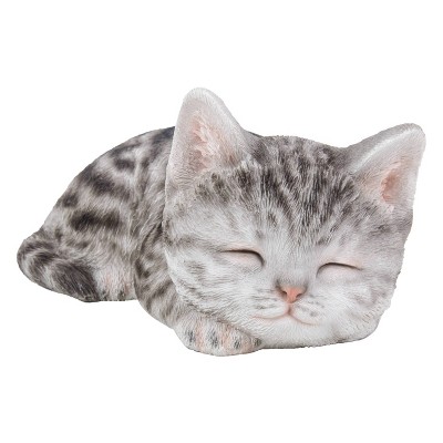 3" Polyresin Tabby Kitten Sleeping Outdoor Statue Gray - Hi-Line Gift