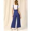 Allegra K Women's High Waist Wide Leg Belted Button Long Overalls Jumpsuit - 4 of 4