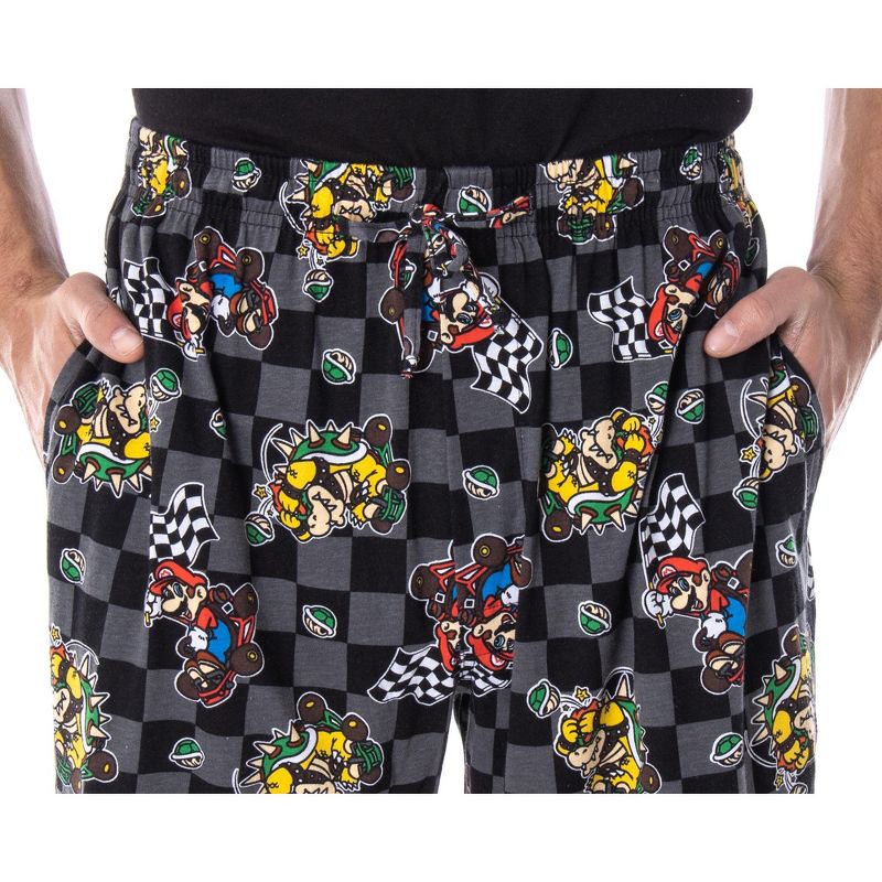 Nintendo Men's Mario Kart Checkered Flag Race Soft Touch Cotton Pajama Pants, 3 of 5