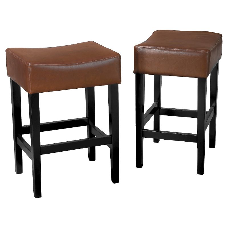 Set of 2 Lopez Backless Leather Counter Height Barstool - Christopher Knight Home, 1 of 7