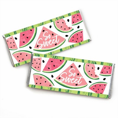 Big Dot of Happiness Sweet Watermelon - Candy Bar Wrapper Fruit Party Favors - Set of 24