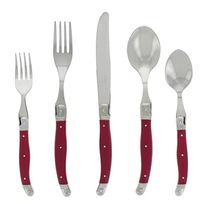 French Home Laguoile 20pc Stainless Steel Silverware Set Red