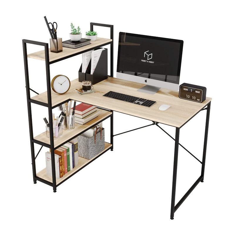 Nost & Host L Shaped Contemporary Home Office Computer Desk with Shelves, 2 of 6