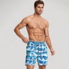 Anna-Kaci Swim Men's Tropical Leaf Print Swim Trunks with Adjustable Drawstring Waist and Quick-Dry Striped Fabric - 2 of 4