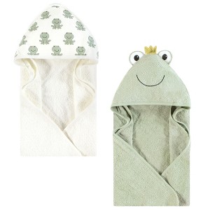 Hudson Baby Infant Boy Cotton Animal Face Hooded Towel, Prince Frog, One Size - 1 of 4