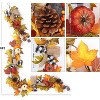 GAOMON 6 Ft Thanksgiving Fall Garland Decor, Artificial Autumn Garlands with Pumpkins, Maple Leaves, Ribbon and Pine Cone - 4 of 4
