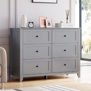 Whizmax Wooden Dresser for Bedroom, 6 Chest of Drawer Dresser with Metal Handles, Modern Wood Organizer for Closet Storage, Living Room, Hallway - 1 of 4