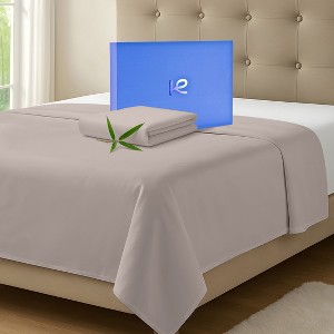 300 Thread Count 100% Organic Bamboo Viscose Flat Sheet Only, Extra Wide, Cooling & Breathable, Double Stitching, Bedding Sheet - 1 of 4