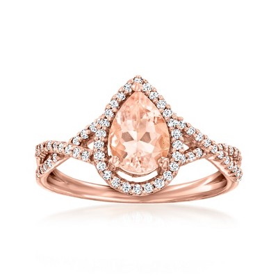 Ross-Simons 1.00 Carat Morganite and .32 ct. t.w. Diamond Ring in 14kt Rose Gold Size 8