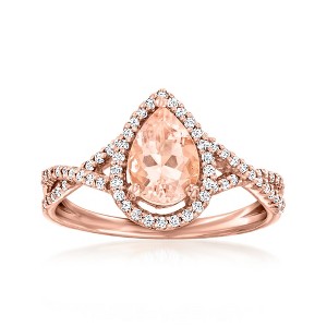 Ross-Simons 1.00 Carat Morganite and .32 ct. t.w. Diamond Ring in 14kt Rose Gold Size 8 - 1 of 4