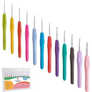 Jumble Crafts 12-Piece Crochet Hook Set 12 Colorful Hook Sizes with Aluminum, Tapered Tips, Rubber Grip, Ergonomic Crochet Hook Set - 1 of 4