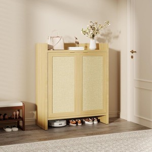 GustoWave Rattan Shoe Storage Cabinet with Adjustable Shelves for Entryway Hallway - 1 of 4