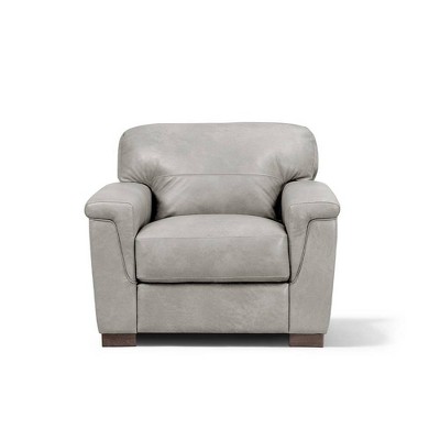 Cornelia 43" Beige Leather Mid-Century Modern Accent Chair