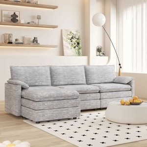 COZONY 108" Modular Sectional, Deep-Seat Chenille L-Shaped Cloud Sofa for 4 w/ Movable Ottoman, Living Room/Apartment - 1 of 4