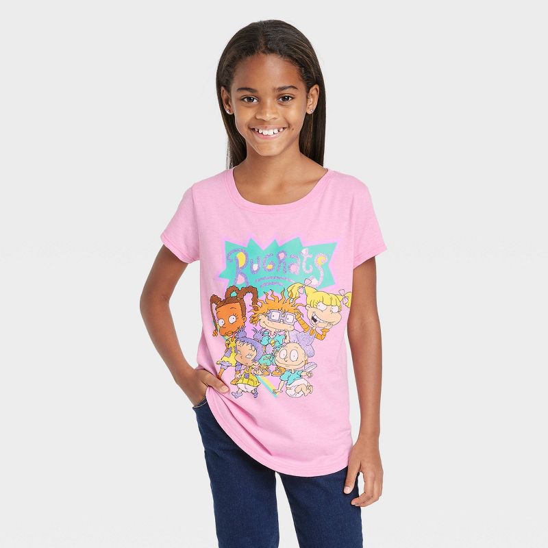 Girls' Rugrats Short Sleeve Graphic T-Shirt - Pink, 1 of 4