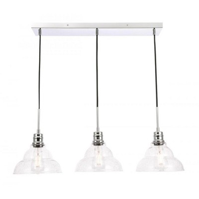 Elegant Lighting Clive 3 light Chrome and Clear seeded glass pendant