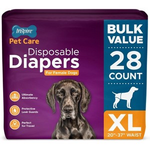 Inspire Pet Care Female Incontinence Dog Diapers for Heat or Pee Disposable Dog Diapers Female All Sizes - 1 of 4