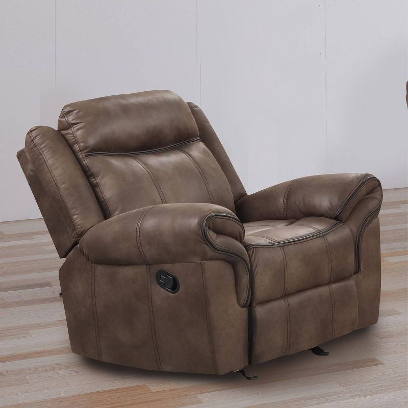 miBasics Softcloud Transitional Upholstered Manual Glider Recliner Brown, 3 of 23