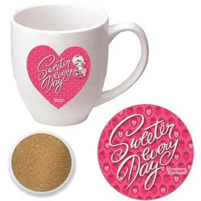 Courtside Market Strawberry Shortcake Sweeter Every Day I Heart 16 oz Mug & Ceramic Coaster Set