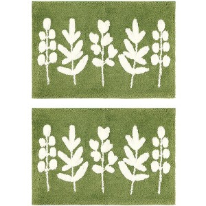 Unique Bargains Soft Non-Slip Microfiber Plush & Fluffy Reversible Quick Dry Bathroom Mats Set 2 Pcs - 1 of 4