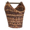 Storied Home Boho Oval Braided Bankuan Bathroom Toilet Paper Basket with Wood Handle, Brown - 4 of 4