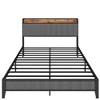 Queen Size Bed Frame With Charging Station USB Ports Upholstered Headboard Storage Space Heavy Duty Metal Slats Platform Bed Easy Assembly - 4 of 4