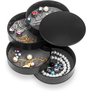 HTUTWOO Jewelry Organizer, Small Jewelry Box Earring Holder for Women Gifts, Jewelry Storage Box 4-Layer Rotatable Jewelry Accessory Storage Tray - 1 of 4