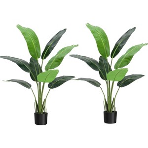 Artificial Bird of Paradise Plant – Realistic Faux Tree with Trunks & Pot, 4/5/6ft Indoor/Outdoor Decor (1 or 2 Pack) - 1 of 4
