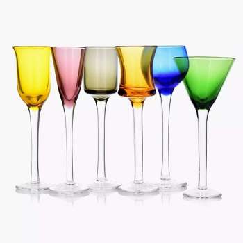 DUKA Colored Cordial Glasses with Stem | Scandinavian Design | Set of 6