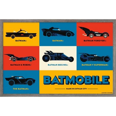 Trends International DC Comics Batman: 85th Anniversary - Minimalist The Batmobiles Framed Wall Poster Prints