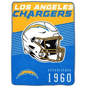 NFL Los Angeles Chargers Helmet Stripes Flannel Fleece Blanket - 1 of 3