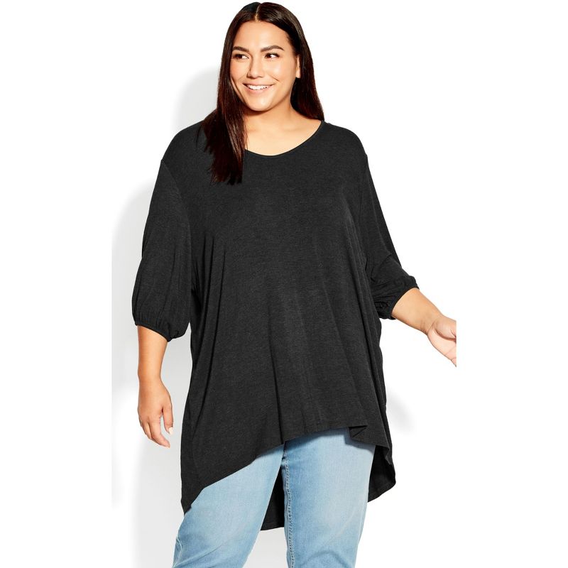 Women's Plus Size Leila Plain Top - black | AVENUE, 1 of 6
