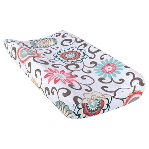 Trend Lab Waverly Pom Pom Play Floral Changing Pad Cover, Red