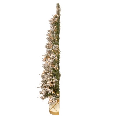 6 ft Frosted Colonial Slim Half Christmas Tree with Clear Lights