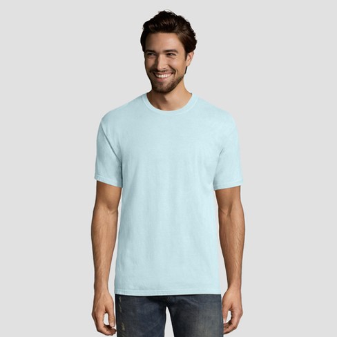 Hanes Men's Long Sleeve 1901 Garment Dyed Pocket T-Shirt - Sky Blue L