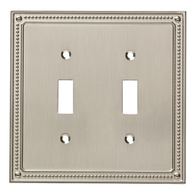 Franklin Brass Classic Beaded Double Switch Wall Plate Nickel