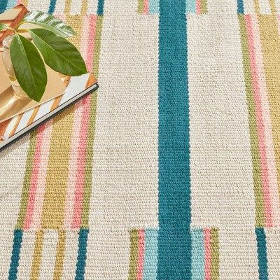 Everly Blue and Beige Handwoven Cotton 9' x 12' Stripe Rug