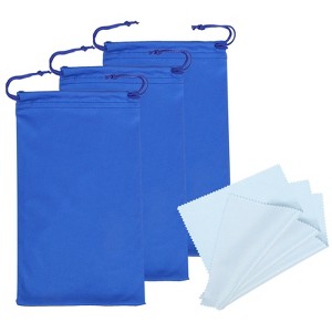 Unique Bargains Microfiber Protective Storage Pouch Draw String Ski Goggle Bags 3 Pcs with Cleaning Cloths - 1 of 4