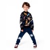 Deux par Deux Boy Pullover Fleece Sweatshirt Black Dinosaur Print - 3 of 4