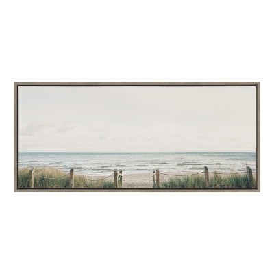 Pale Sky Coastal Canvas Print with Gray Frame, 20x43