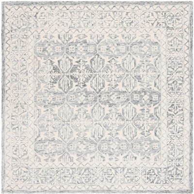 Elegant Gray Square Hand-Tufted Wool Area Rug