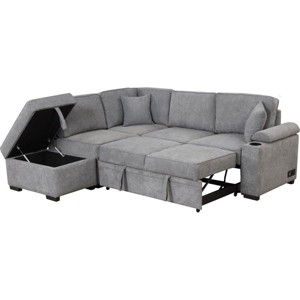 Streamdale 87.4" Sleeper Sofa Bed, 2 In 1 Pull Out Sofa Bed L Shaped Couch With Storage Ottoman - 1 of 4